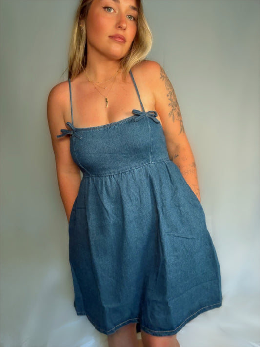 Denim Bow Dress